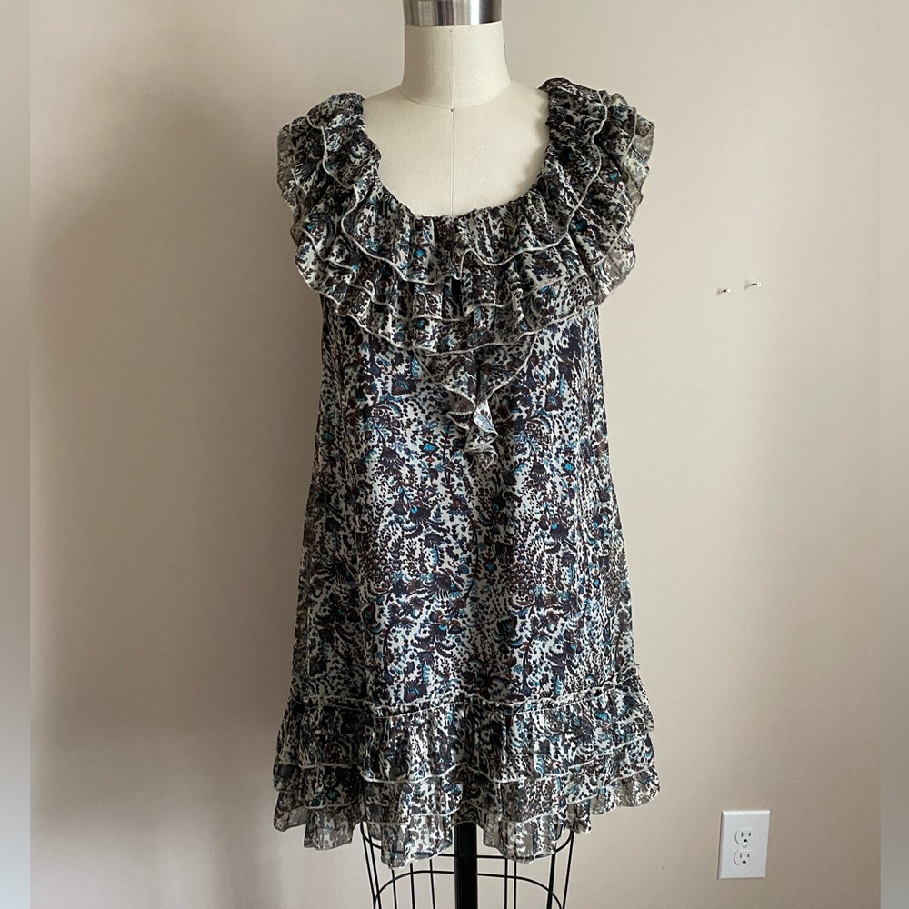 P Luca Milano size M floral bohemian ruffle dress